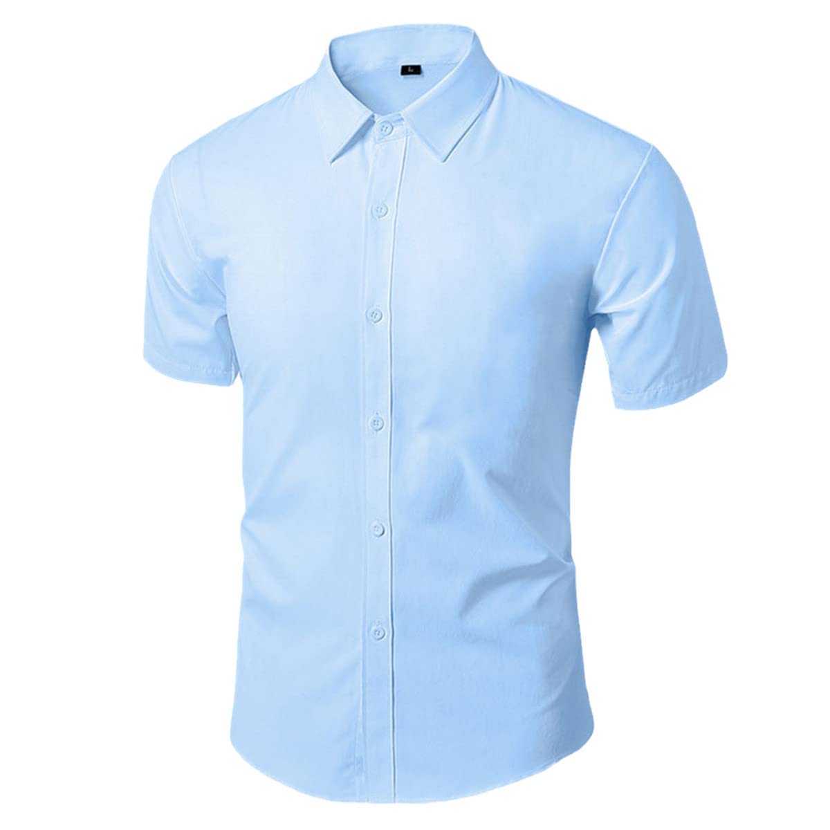 Men's Slim Fit Short Sleeve Dress Shirt for Summer - White & Black Retro Style Social Shirt - Perfect for Office, Party & Casual Outings
