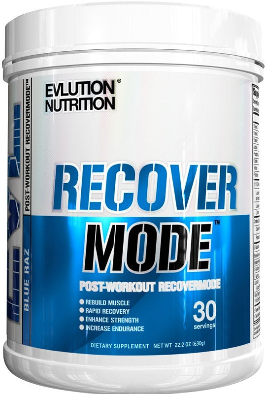 EVLution Nutrition RecoverMode Post-Workout Recovery Powder - Blue Raspberry Flavor 630g | Muscle Recovery & Hydration Supplement for Athletes & Fitness Enthusiasts