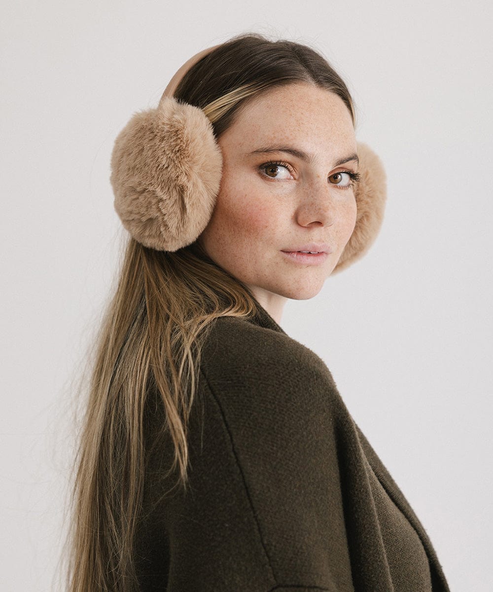 Leena Faux Fur Earmuffs - Winter Warm Ear Muffs for Women & Girls - Soft Plush Fleece Lined - Cold Weather Accessories for Outdoor Activities, Skiing, Snowboarding & Daily Winter Wear