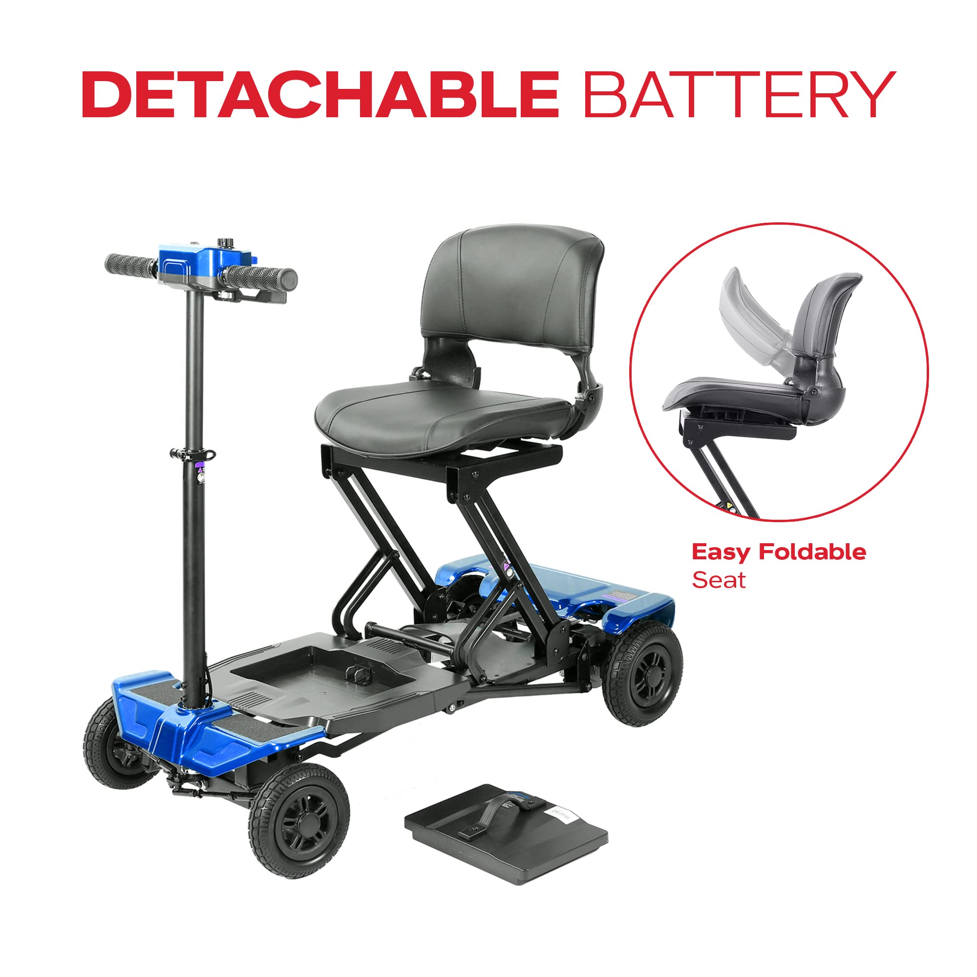 Rubicon FX70 Foldable Electric Mobility Scooter for Adults - 4 Wheel Heavy-Duty Scooter with Longest Range & Lithium Battery | One-Click Automatic Folding | Ideal for Travel, Shopping & Outdoor Mobility (Model5)