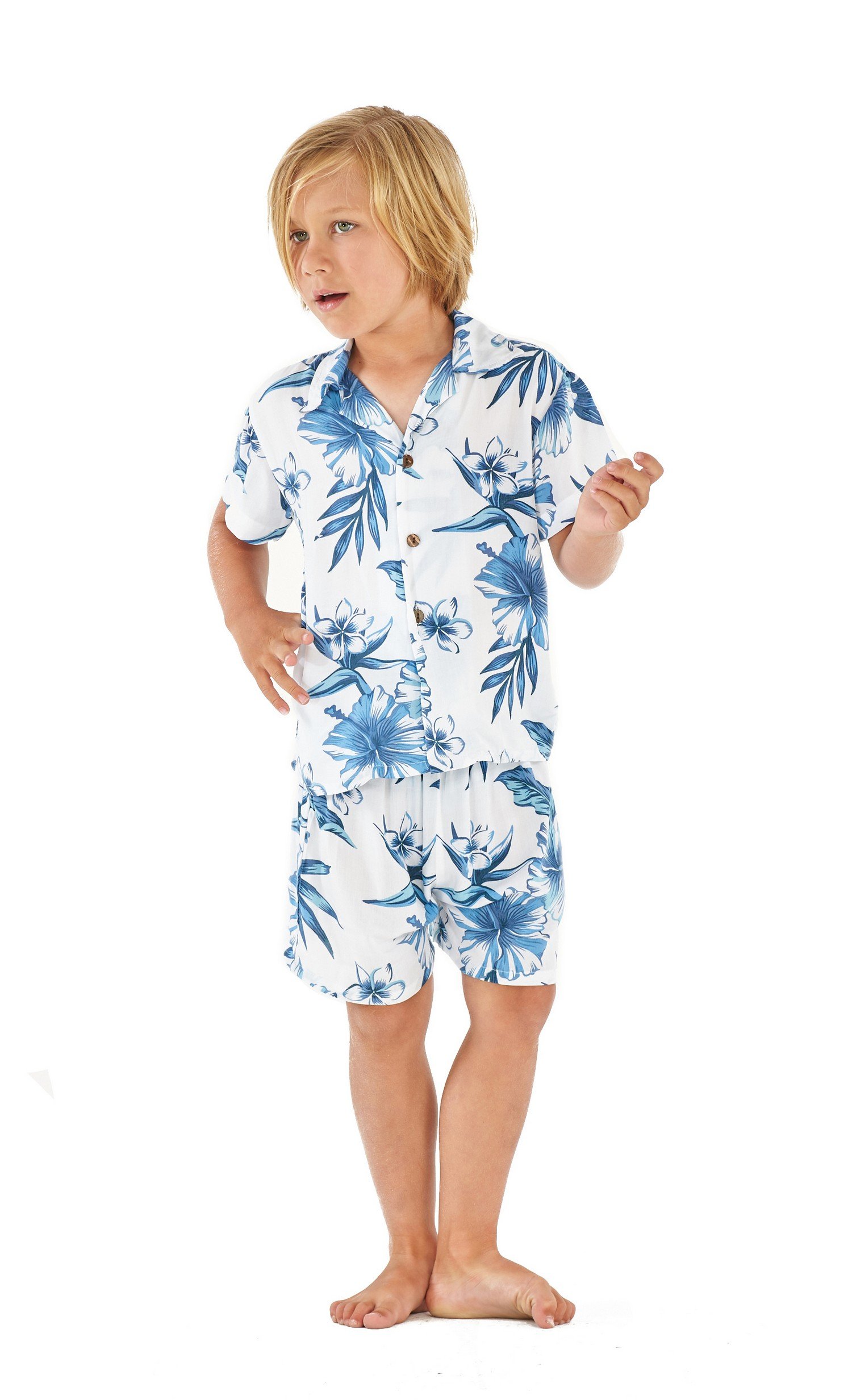 Matching Mother and Son Hawaiian Luau Outfits - Tropical Floral Print Shirts for Family Beach Vacation & Summer Party