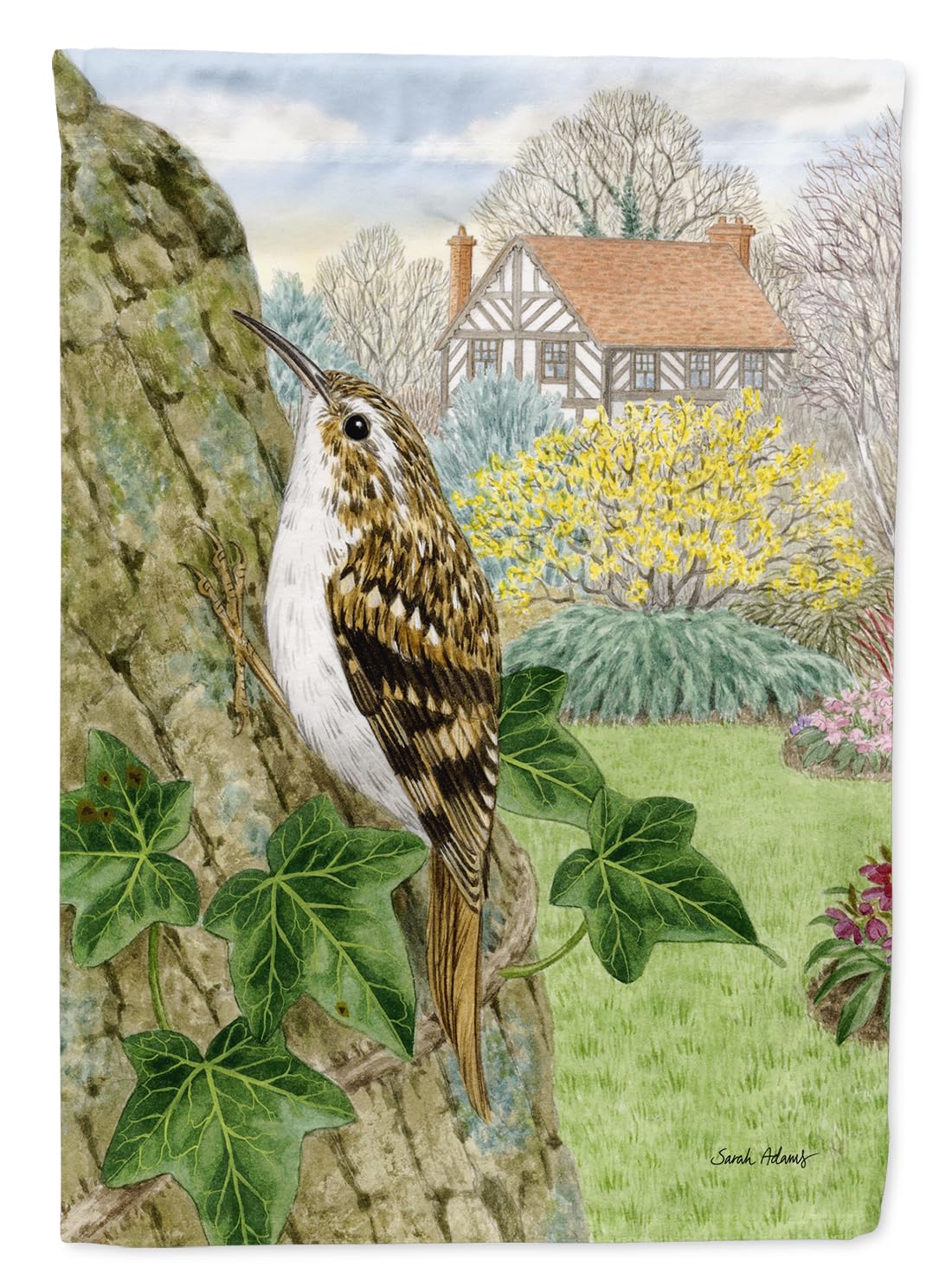 Caroline's Treasures ASA2099GF Colorful Treecreeper Garden Flag - Decorative Outdoor Yard Banner for Mailbox, Patio, Flower Beds & Lawn Decor | Perfect for Spring Gardening, Seasonal Home Decor & Front Yard Landscaping