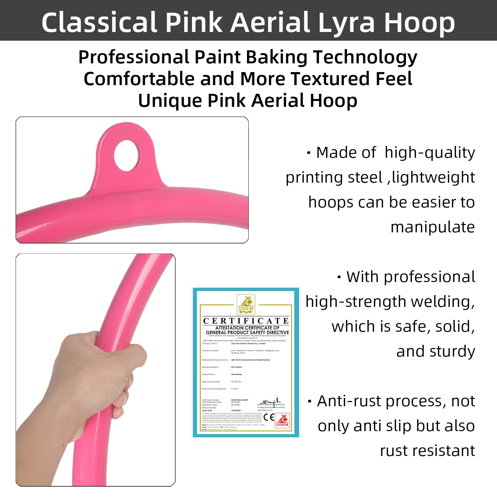 **PRIOR FITNESS Professional Aerial Hoop Set - Complete Lyra Hoop Kit with Rigging Hardware for Home Gym, Circus Training, Yoga & Dance | Acrobatics Equipment for Indoor & Outdoor Fitness**