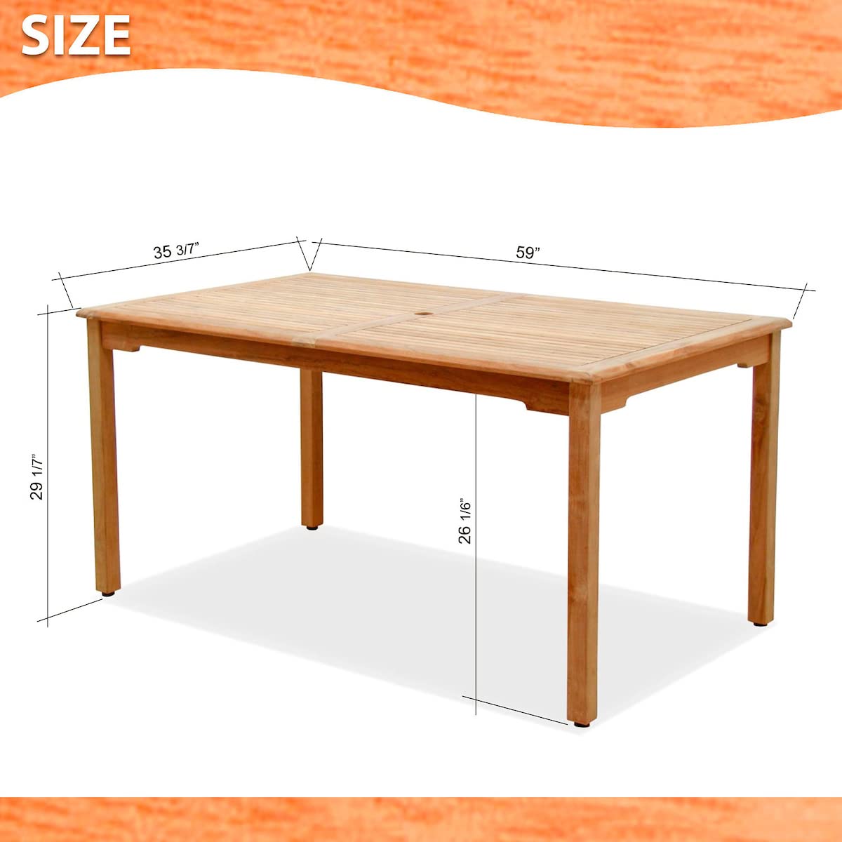 Premium Amazonia Maliana Solid Teak Outdoor Dining Table - Weather-Resistant & Durable 1-Piece Patio Set for Garden, Backyard, Poolside & Indoor Use