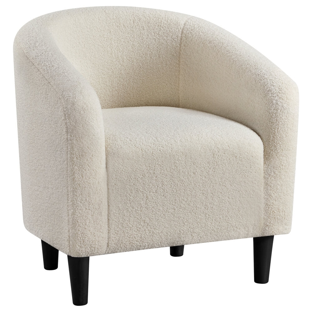 Yaheetech Modern Accent Barrel Chair - Upholstered Fabric Lounge Chair with Sturdy Metal Frame for Living Room, Bedroom, or Office - Perfect for Relaxing, Reading, and Decorating Small Spaces