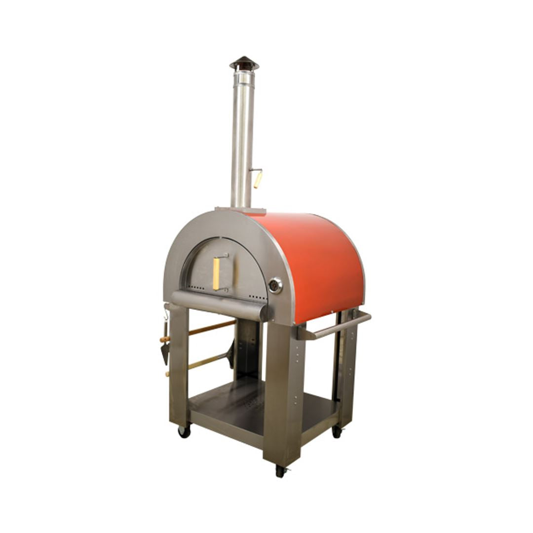 Nella Wood Burning Pizza Oven with Red Enamel Coating - Outdoor Pizza Maker for Backyard, Camping & Patio - Portable Wood Fired Oven for Authentic Italian Pizza & Bread Baking