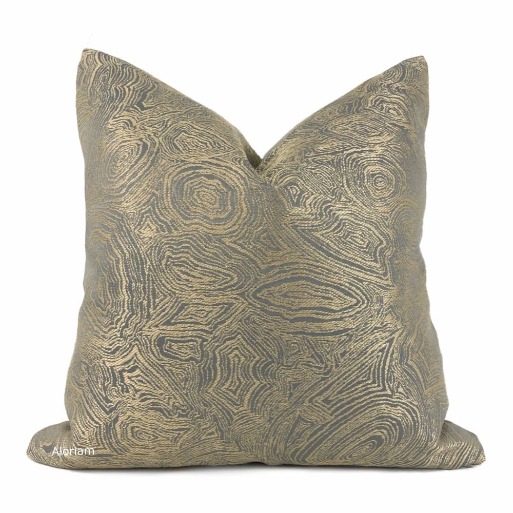 Lucius Gold Gray Agate Geology Pillow Cover - Decorative Cushion Case for Sofa, Bed, Living Room & Home Decor