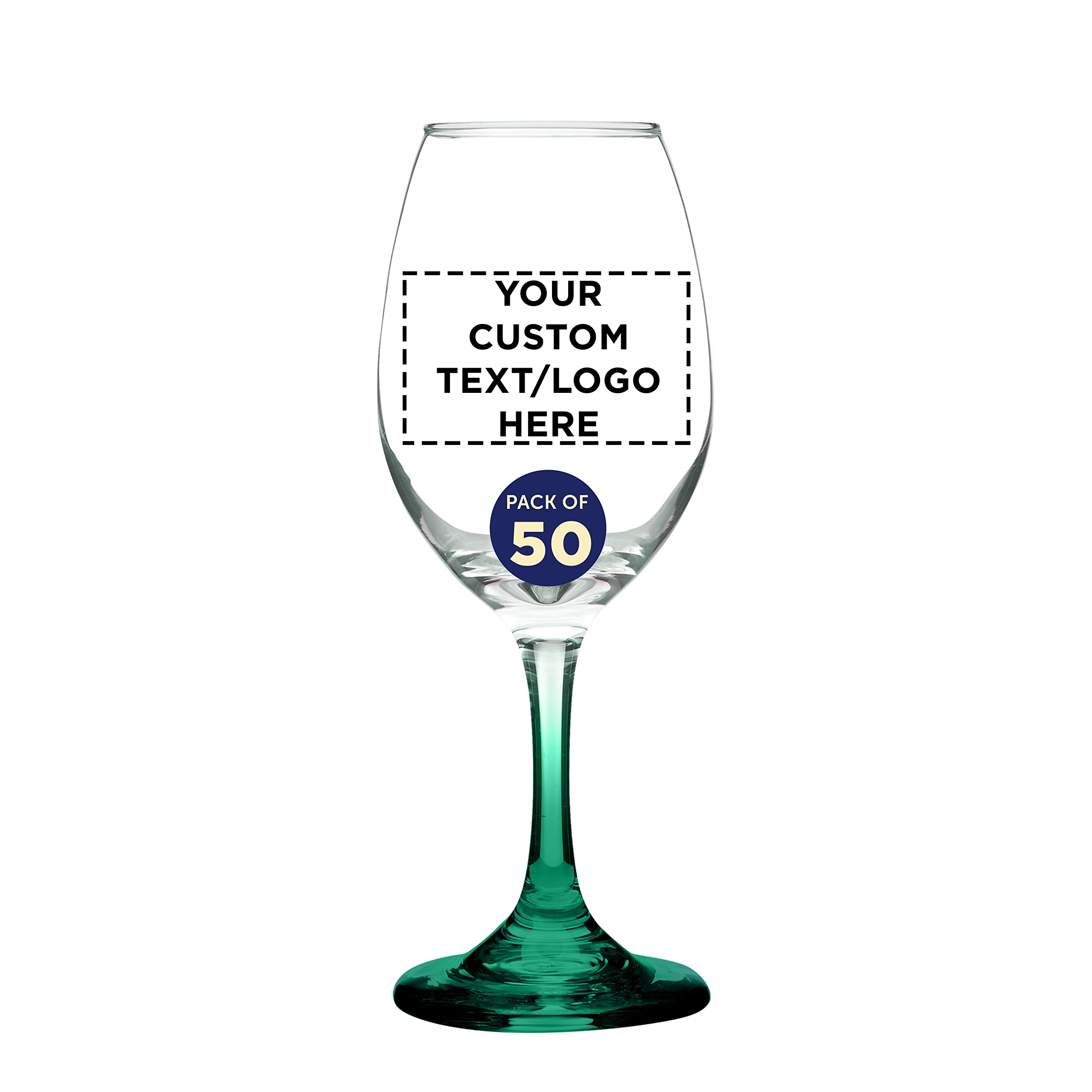 50-Piece Custom Rioja Wine Glasses Set - 10 oz Stemware with Colored Base | Personalized Bulk Glassware for Weddings, Parties, Bridal Showers & Birthday Gifts (Green) | Elegant Entertaining & Special Occasion Serving