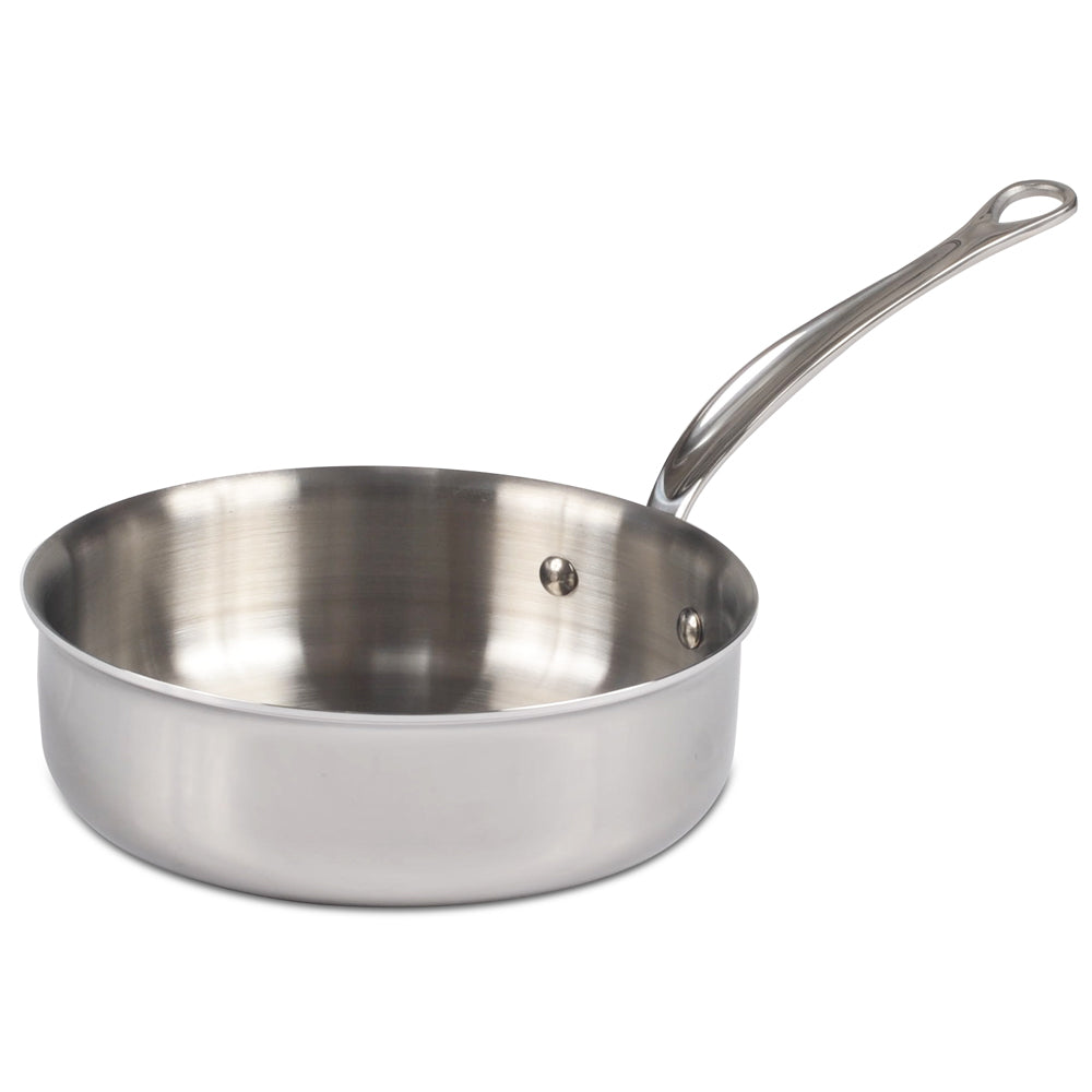Mauviel M'COOK 8 Inch 5-Ply Stainless Steel Saute Pan - Professional French Cookware for Searing, Sauteing & Deglazing - Perfect for Home Chefs & Gourmet Cooking