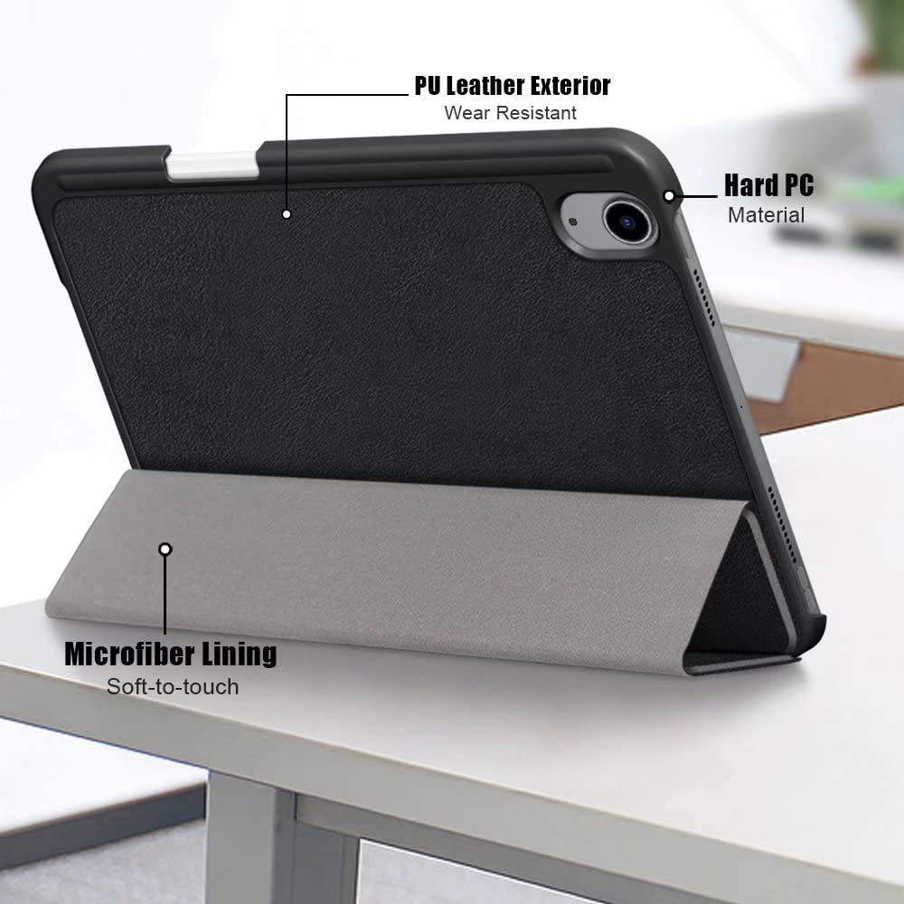 EpicGadget Lightweight Slim Tri-Fold Case for Apple iPad Mini 6 (2021) - Auto Wake/Sleep, Stand & Pencil Holder Cover for 8.3