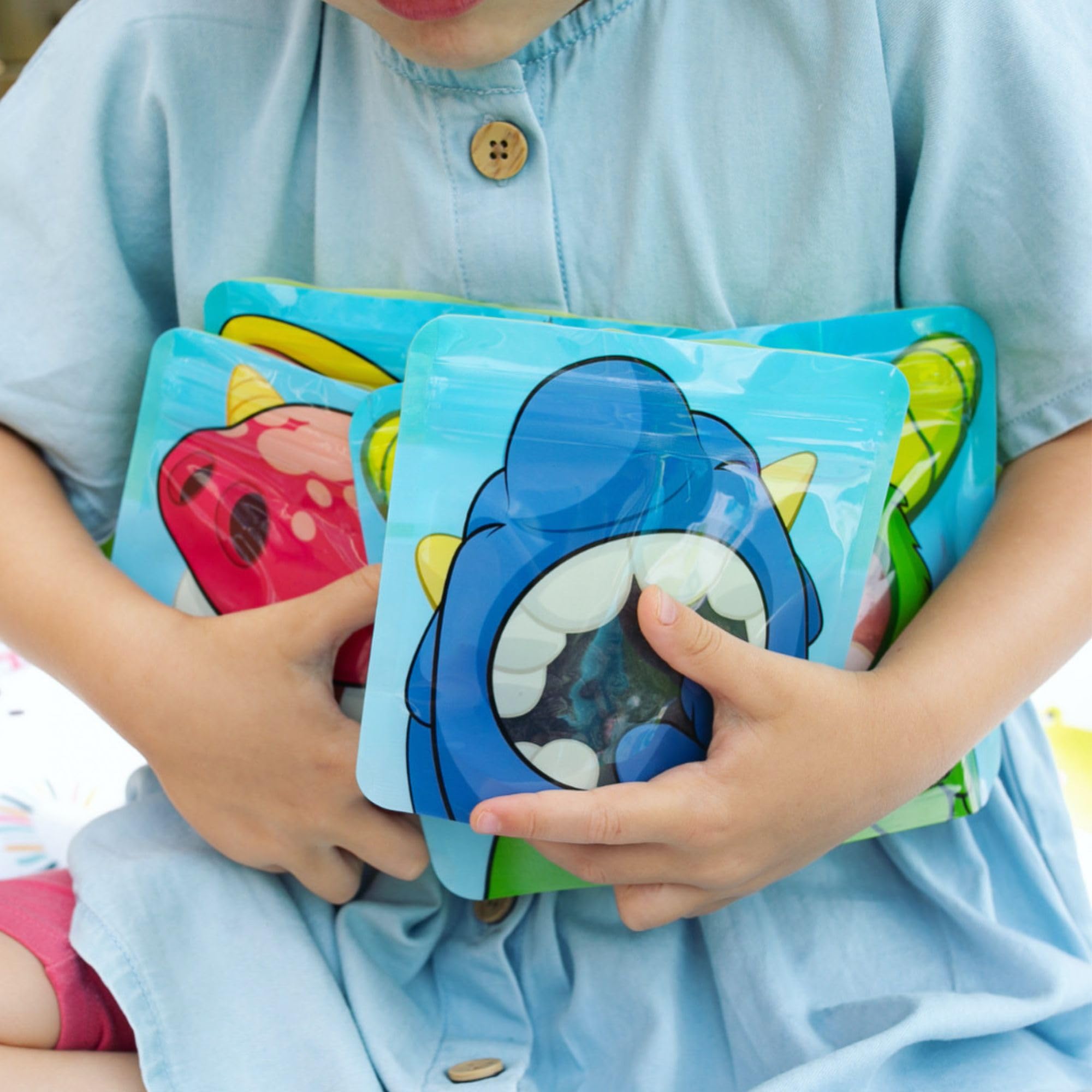 Nom Nom Kids Reusable Snack Bags Set of 10 - Eco-Friendly Cute Monster Design Food Storage Pouches for Toddler Snacks, Baby Led Weaning & School Lunches | Perfect for Picnics, Travel & On-the-Go Meals