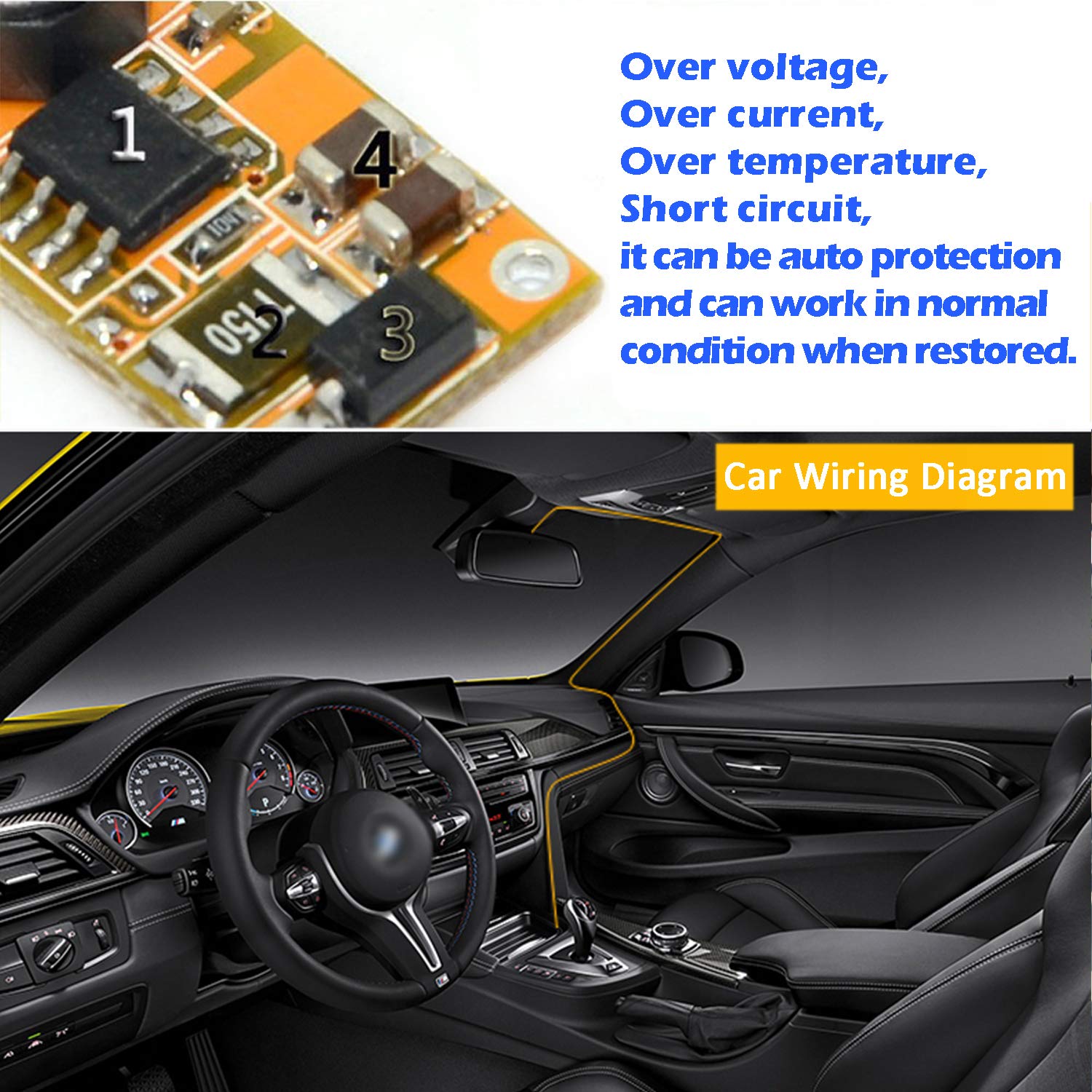 12V to 5V Right Angle Micro USB Car Charger Cable - Dash Cam Hardwire Kit for GPS, DVR & Tablets - 12-24V Input - Perfect for Dash Cams, Car Navigation & Vehicle Recording Systems