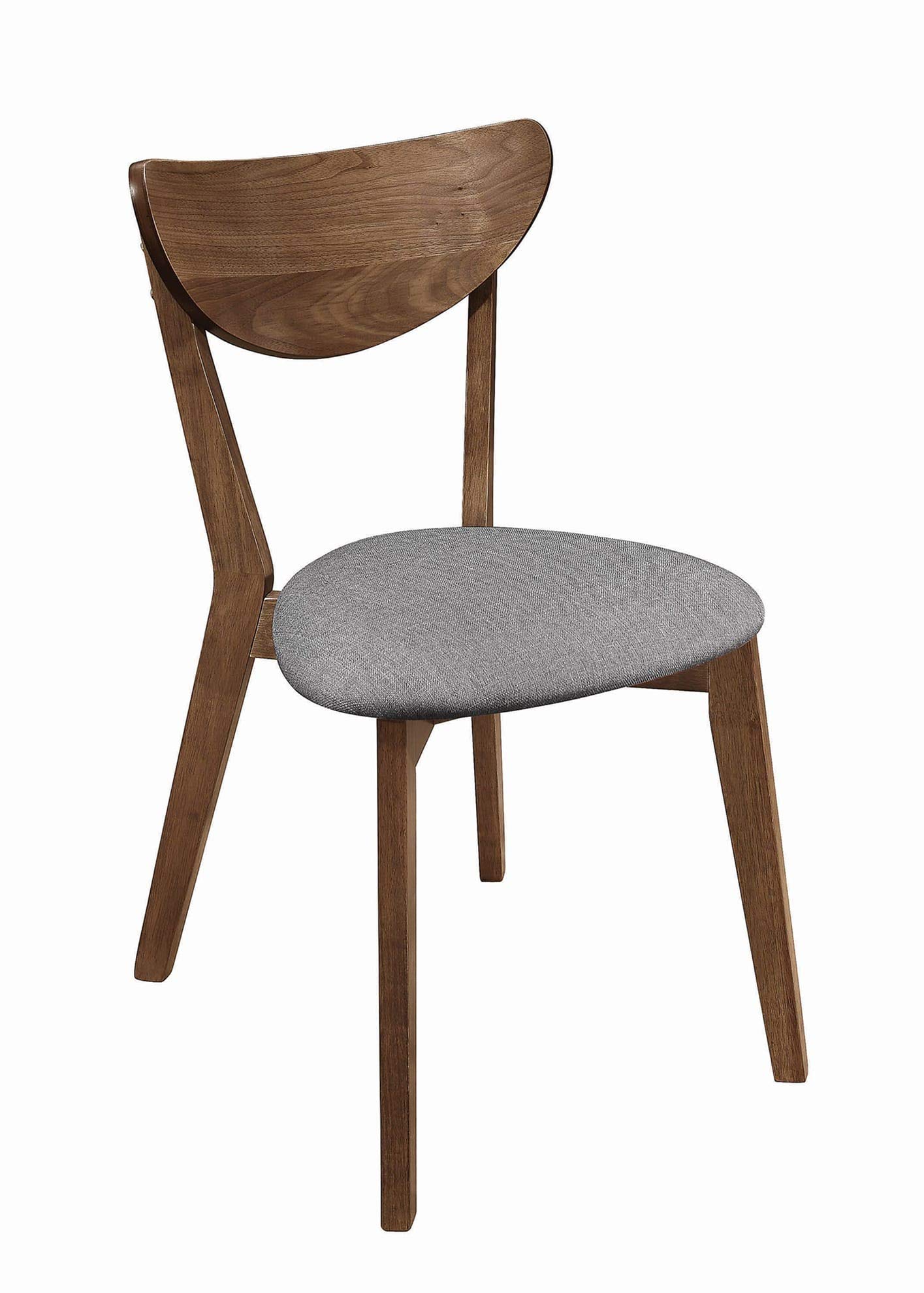 Benjara Wooden Plectrum-Shaped Padded Seat Dining Chairs, Set of 2 - Gray & Brown for Kitchen, Dining Room, and Breakfast Nook