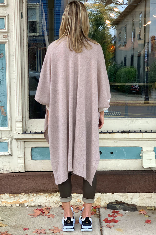 Luxury Cashmere Long Open Poncho - Soft & Warm Oak Heather Shawl Wrap for Women | Perfect for Fall, Winter & Outdoor Activities