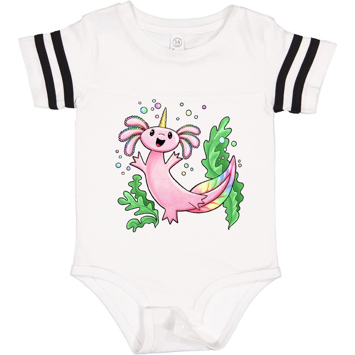 Inktastic Cute Axolotl Unicorn with Rainbow Tail Baby Bodysuit - Soft Cotton Onesie for Newborns & Infants - Perfect for Playtime, Photo Shoots & Gifts