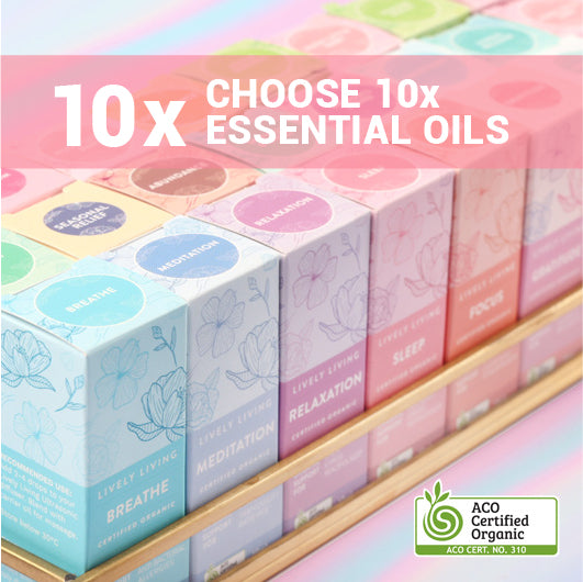 10 Pack Organic Essential Oils - Choose Any 10 Blends with Free Bonus Gifts for Aromatherapy, Diffusers & Massage