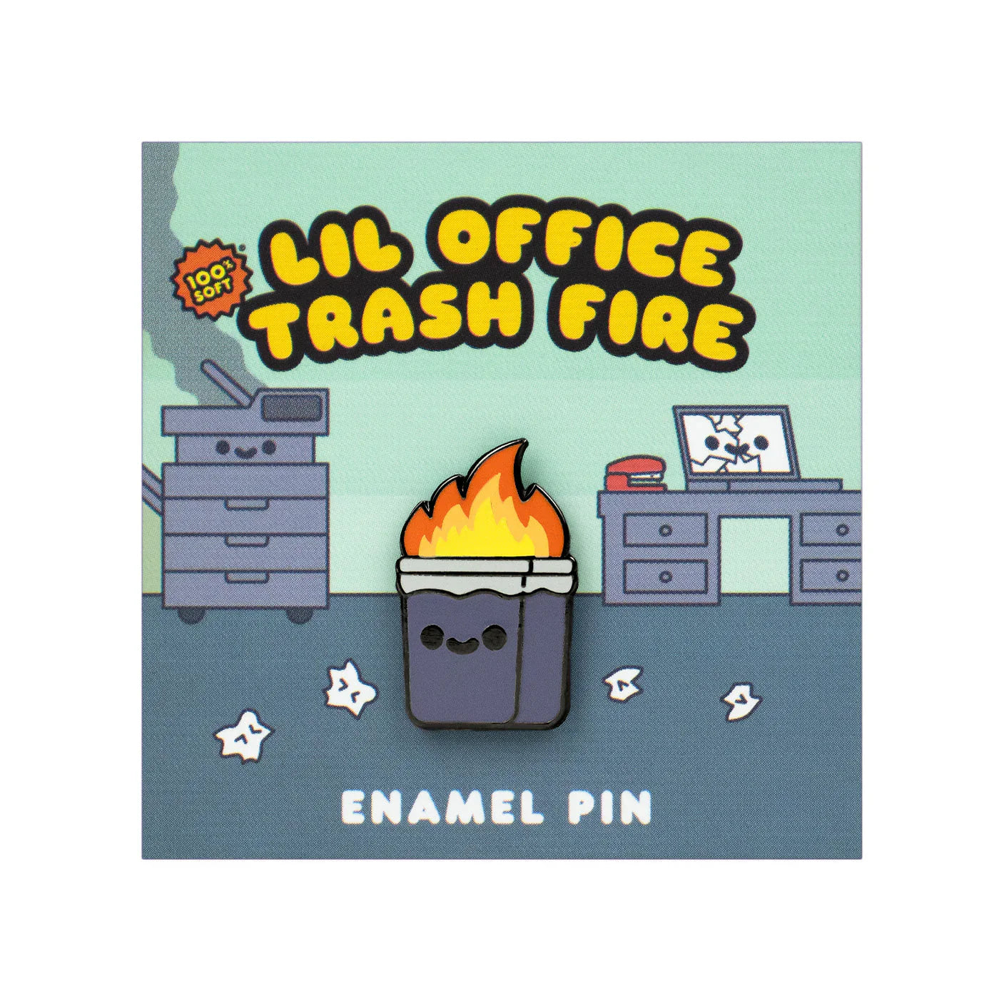 100% Soft Enamel Pins - Funny Office Trash Fire Design - Perfect for Backpacks, Jackets & Gifts for Coworkers