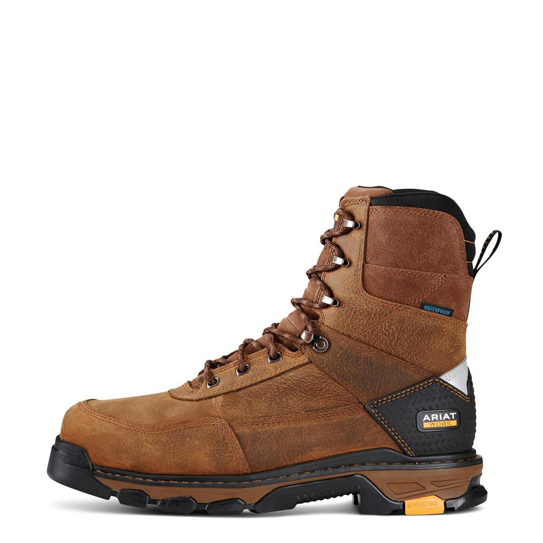 Intrepid 8-Inch Composite Toe Waterproof Work Boots for Men - Rye Brown - Safety Shoes for Construction, Warehouse & Outdoor Work