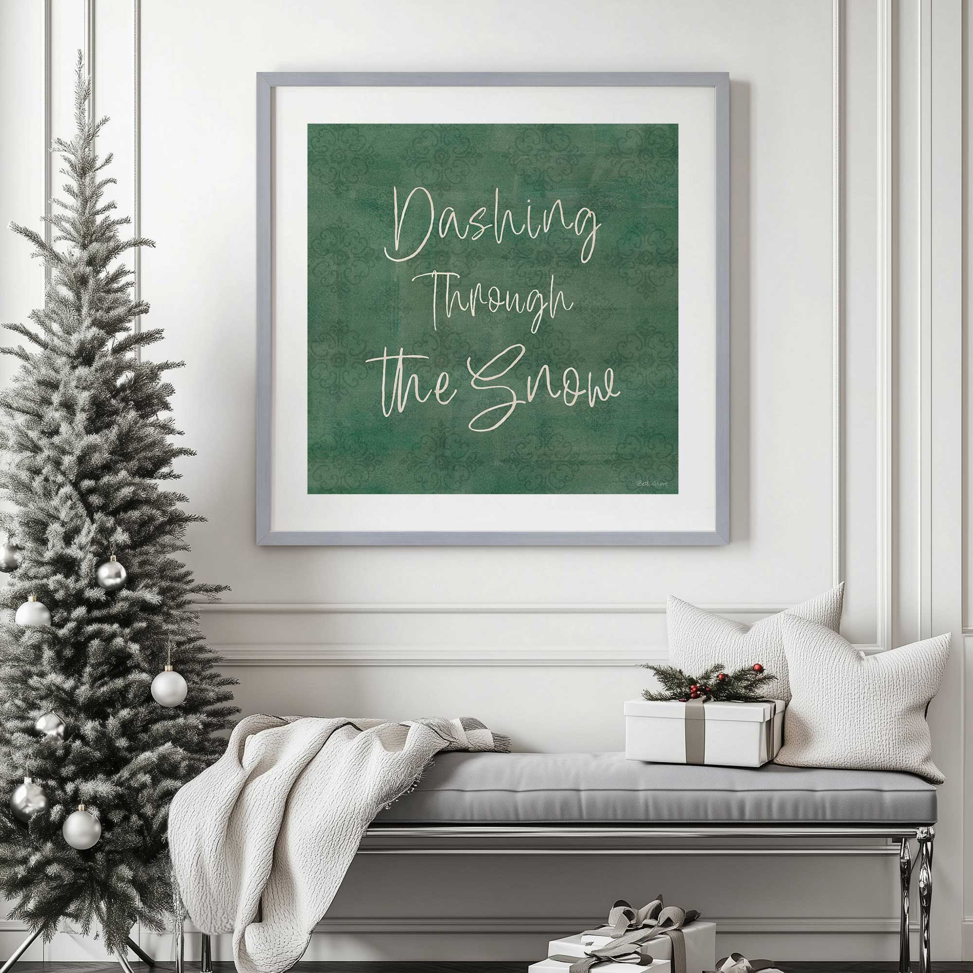 Festive Dashing Through the Snow Christmas Print - Holiday Home Decor for Living Room, Bedroom & Office Wall Art