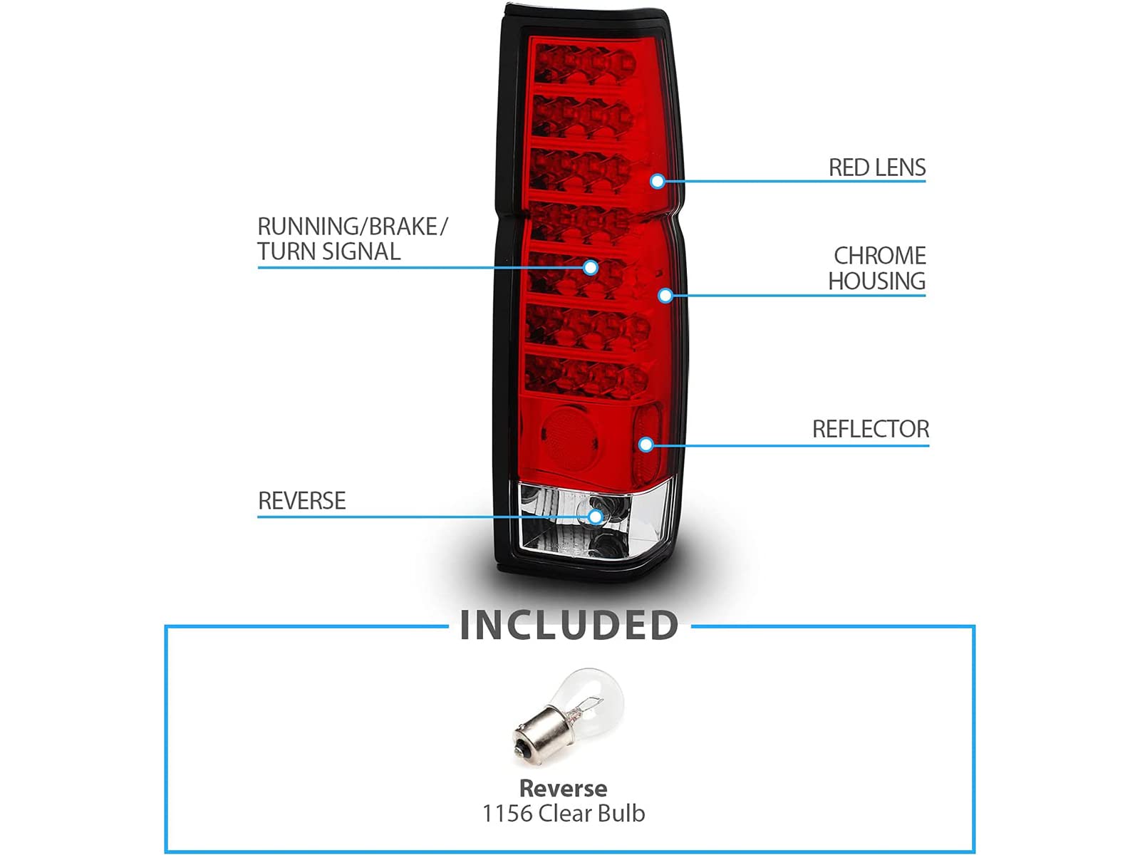 AmeriLite Red/Clear LED Tail Lights for Nissan Hardbody - Left & Right Pair - Durable, Bright, Easy Installation for Pickup Trucks & Off-Road Adventures