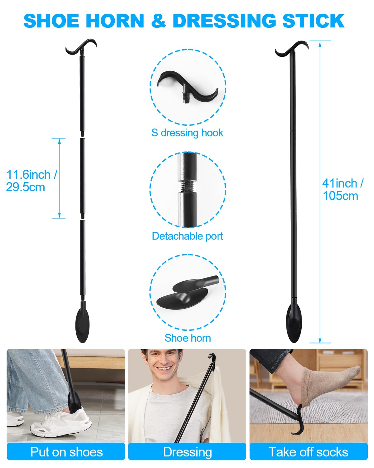10 in 1 Hip Replacement Kit for Seniors - Post Surgery Recovery Aid with Grabber Reacher, Sock Aid, Leg Lifter, Pill Organizer, Button Hook, Shoehorn, Dressing Stick, Back Scratcher & Bath Accessories - Essential Mobility Assistance for Daily Living After Hip Surgery