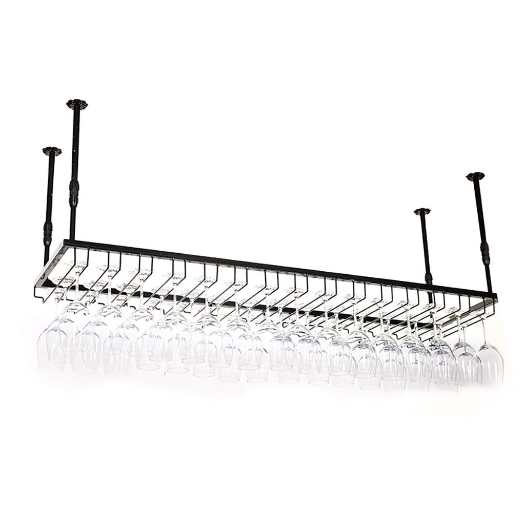FPigSHS Wall Mounted Wine Glass Holder - Wrought Iron Wine Cup Display Stand & Goblet Storage Rack for Bar, Restaurant, Hotel - Perfect for Wine Cellar Organization & Glassware Display (Black, 150x35cm)