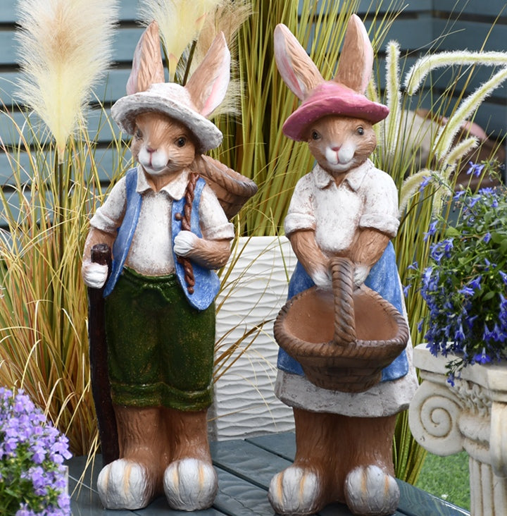 Large Rabbit Statue for Garden - Modern Outdoor Decor Sculpture, Bunny Flowerpot for Courtyard & Villa Landscaping | Perfect for Patio, Lawn & Backyard Decorations