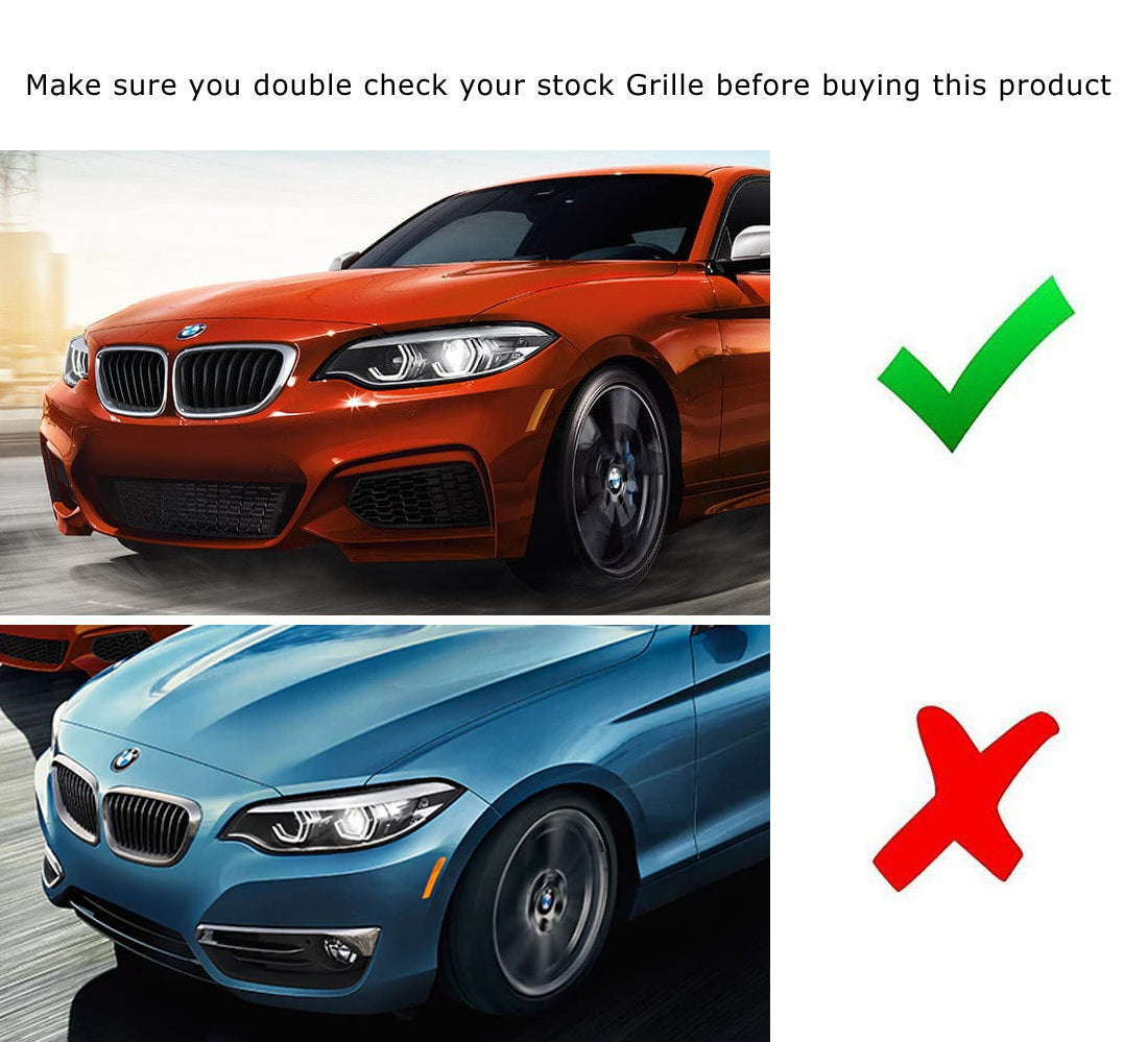 BMW 2 Series (2014-2020) M Color Grille Insert Trims - 8 Beam Black Grill Upgrade for Enhanced Style | Perfect for Car Enthusiasts & Customization Projects