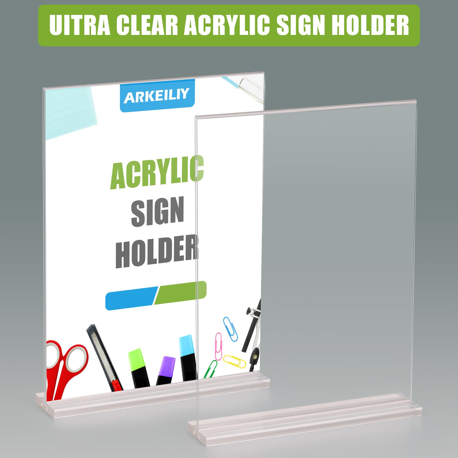8.5 x 11 Inch Clear Acrylic Sign Holders - 4 Pack Vertical Double Sided Table Stands for Menus, Flyers & Documents | Perfect for Restaurants, Offices, Retail Stores & Hotels | Durable Menu Holders for Countertops, Reception Desks & Display Cases