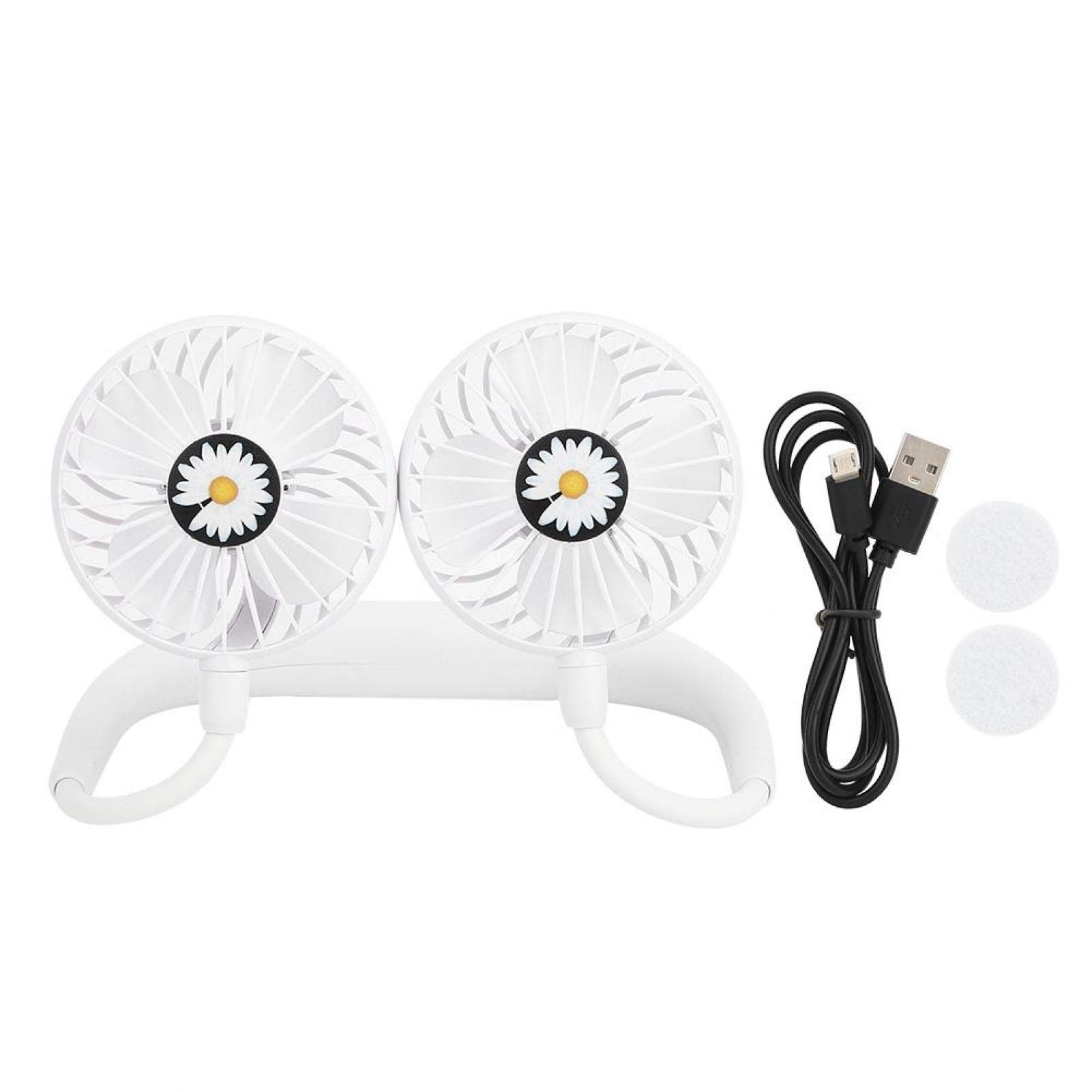 TOPINCN Daisy Pattern USB Rechargeable Neck Fan - Hands-Free Portable Personal Cooling Fan with Aromatherapy, 3 Speed Settings & Low Noise - Perfect for Office, Outdoor Sports, Hiking, Travel and Summer Activities (White)