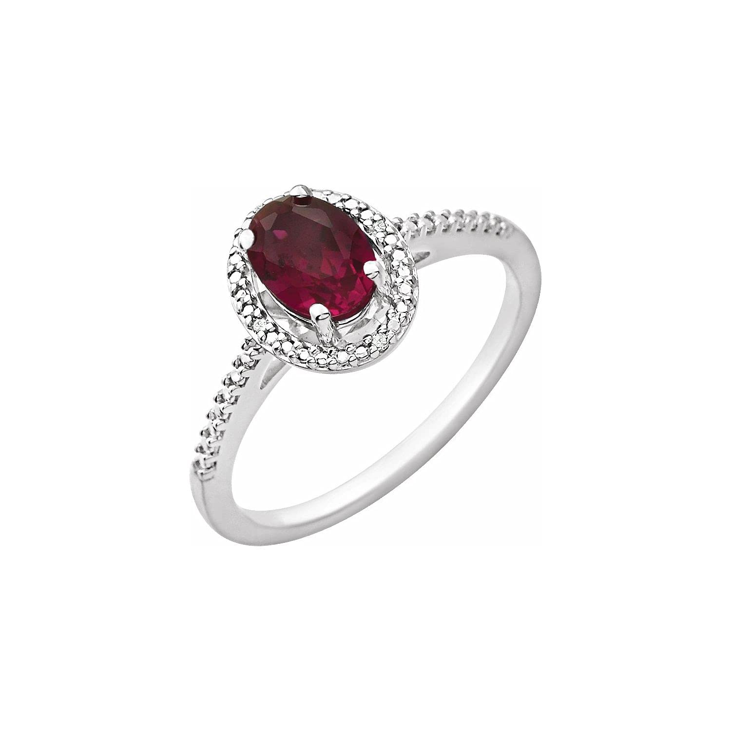925 Sterling Silver Lab Ruby & Diamond Engagement Ring for Women - Size 7 | Elegant Promise & Wedding Band | Perfect for Proposals, Anniversaries & Special Occasions