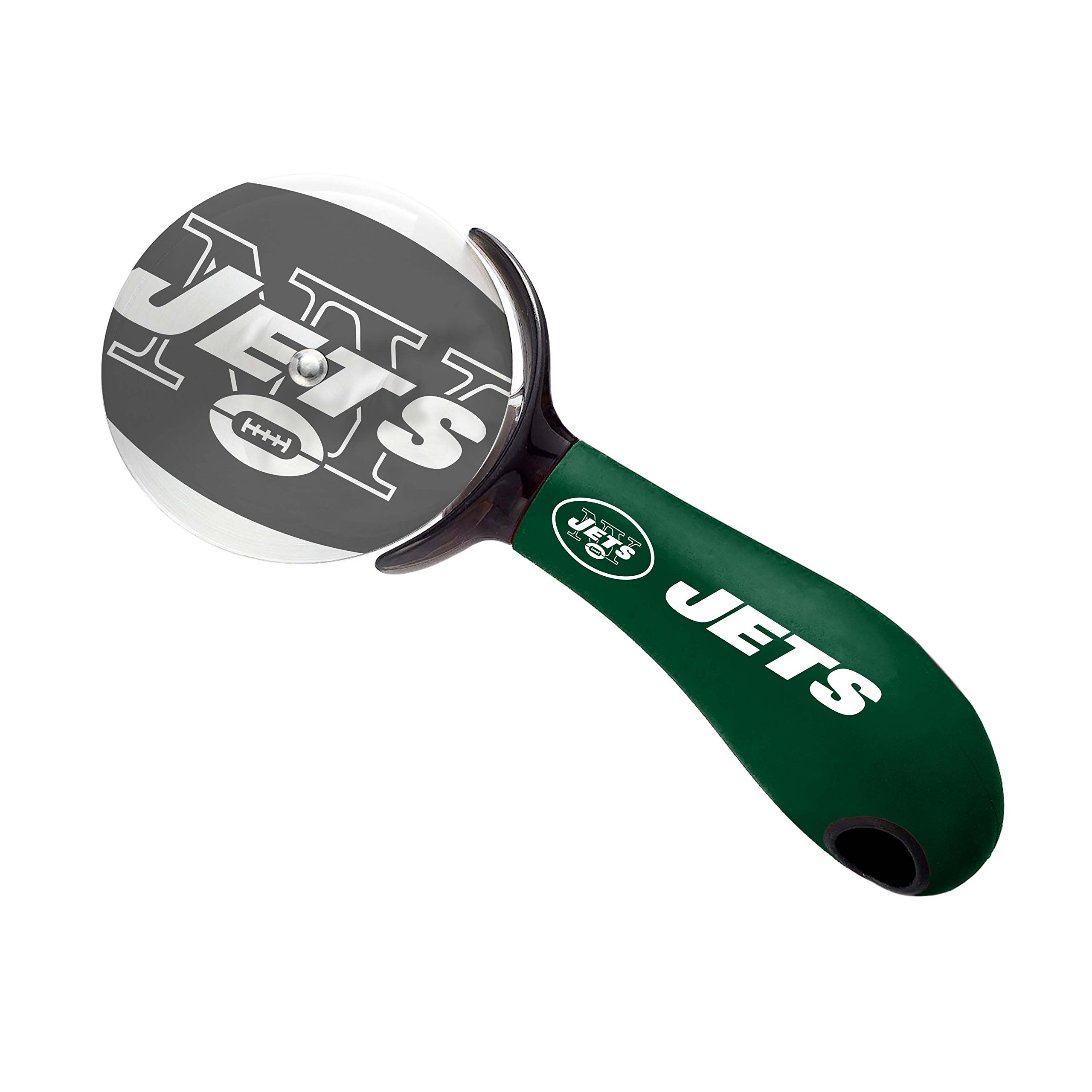 New York Jets NFL Team Pizza Cutter - 7.9 Inch Stainless Steel Football Shaped Pizza Slicer - Perfect for Game Day Parties, Tailgating & Sports Themed Events