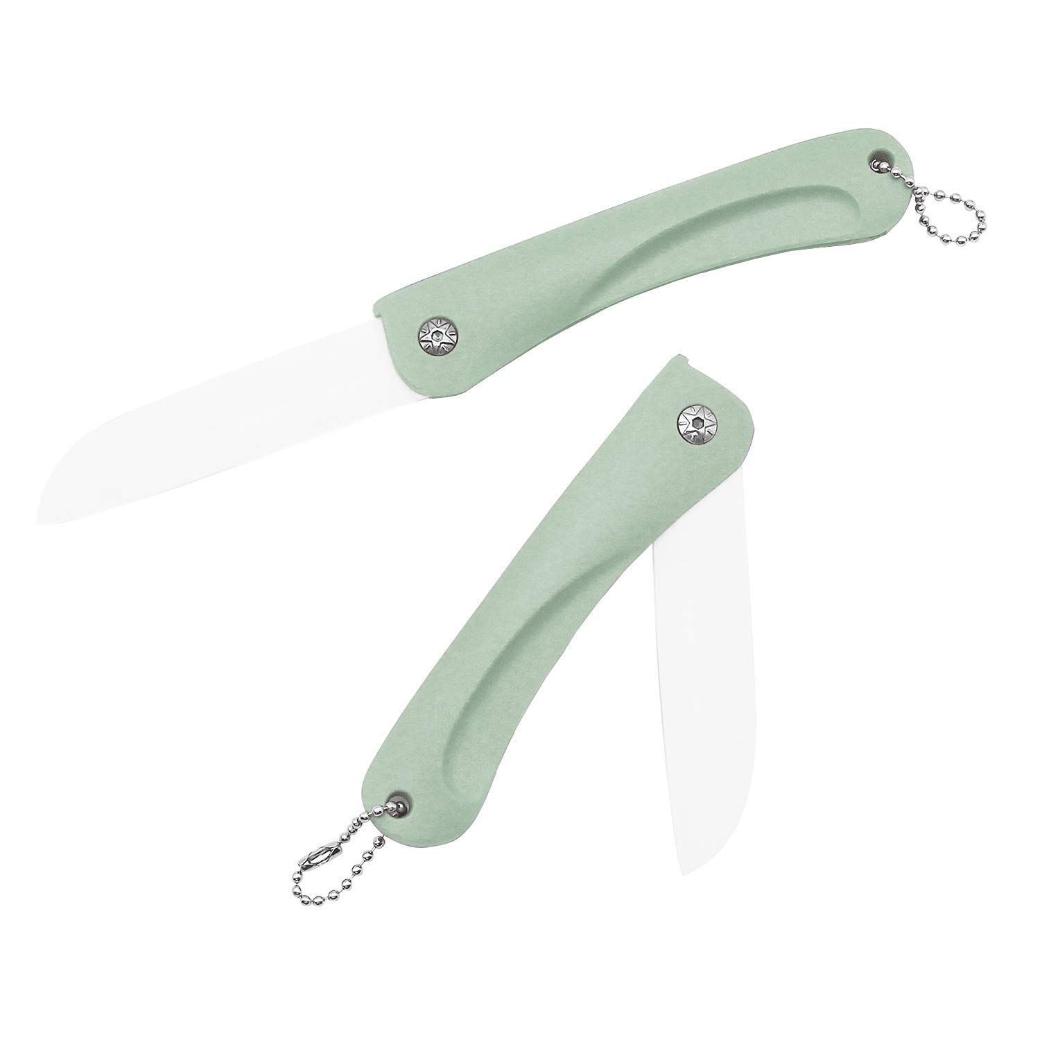 YAODHAOD Ceramic Folding Knife - Sharp Stainless Steel Blade for Fruits, Vegetables, Picnics & Camping - Compact Portable Design - 5 Color Options (Cool Green) - Perfect for Outdoor Adventures, Kitchen Prep & Travel
