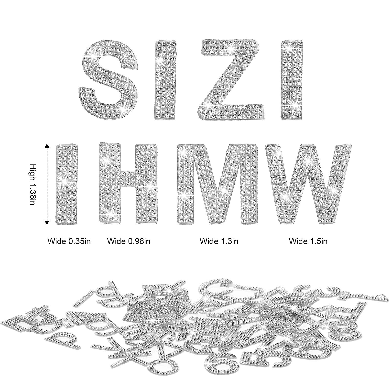 124-Piece Silver Glitter Rhinestone Alphabet & Number Stickers - Self-Adhesive Bling Crystal Letters for Graduation Caps, DIY Crafts, Scrapbooking & Party Decorations