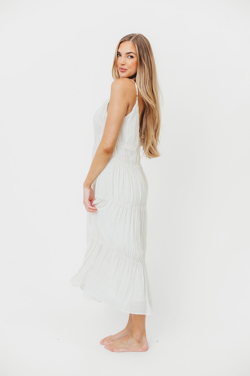 The Kendra Midi Dress in Cream | Elegant Women's Floral Summer Dress | Perfect for Weddings, Parties & Date Nights