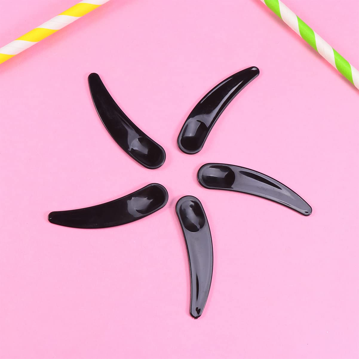 Minkissy 50Pcs Black Cosmetic Spatula for Makeup Mixing & Sampling - Beauty Salon & DIY Kit