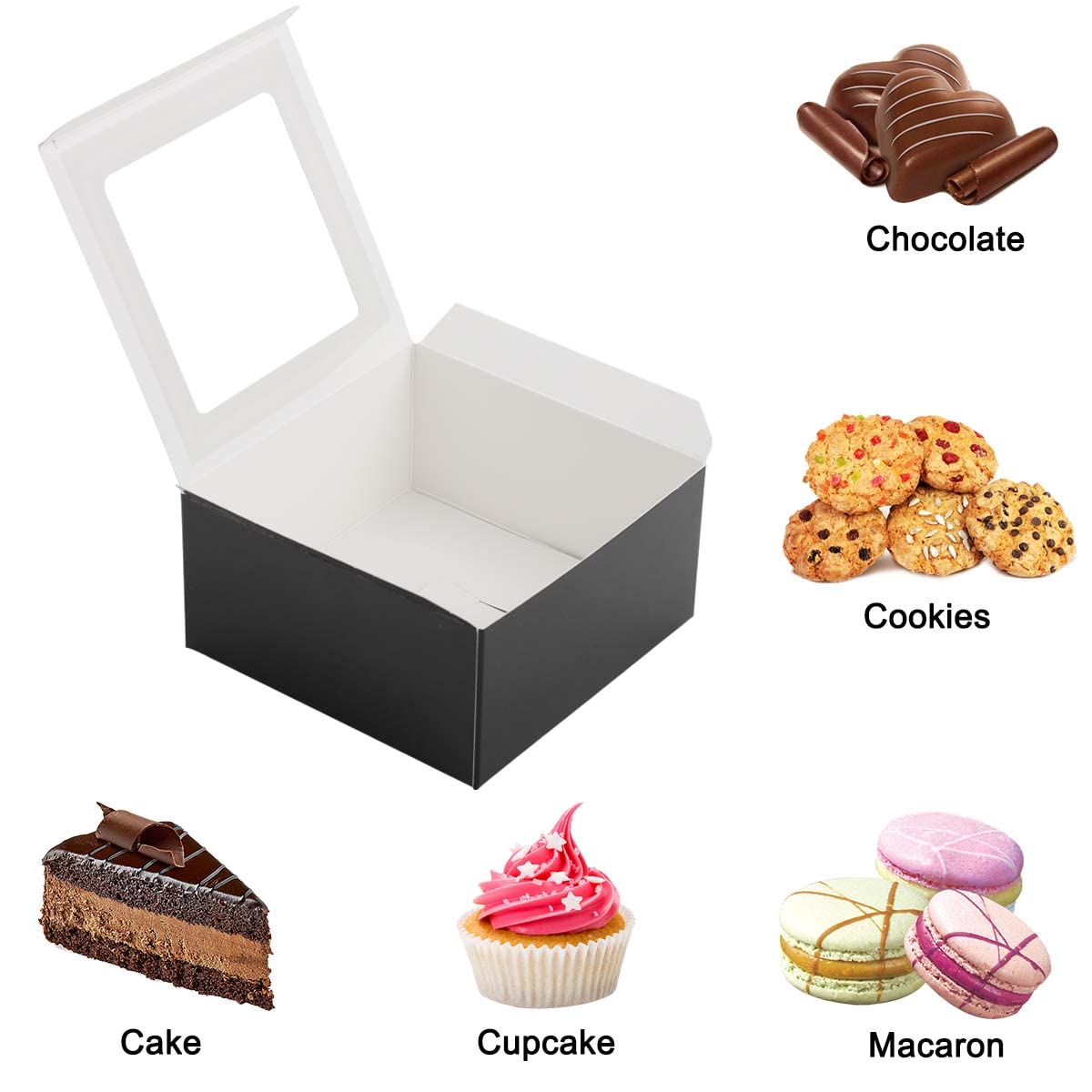 Frantis 24 Pack Black Gift Boxes with Window - 4x4x2 Inches Soap Packaging Boxes for Party Favors, Elegant Ribbons Included | Perfect for Wedding, Birthday, Christmas Gifts & Soap Display Packaging