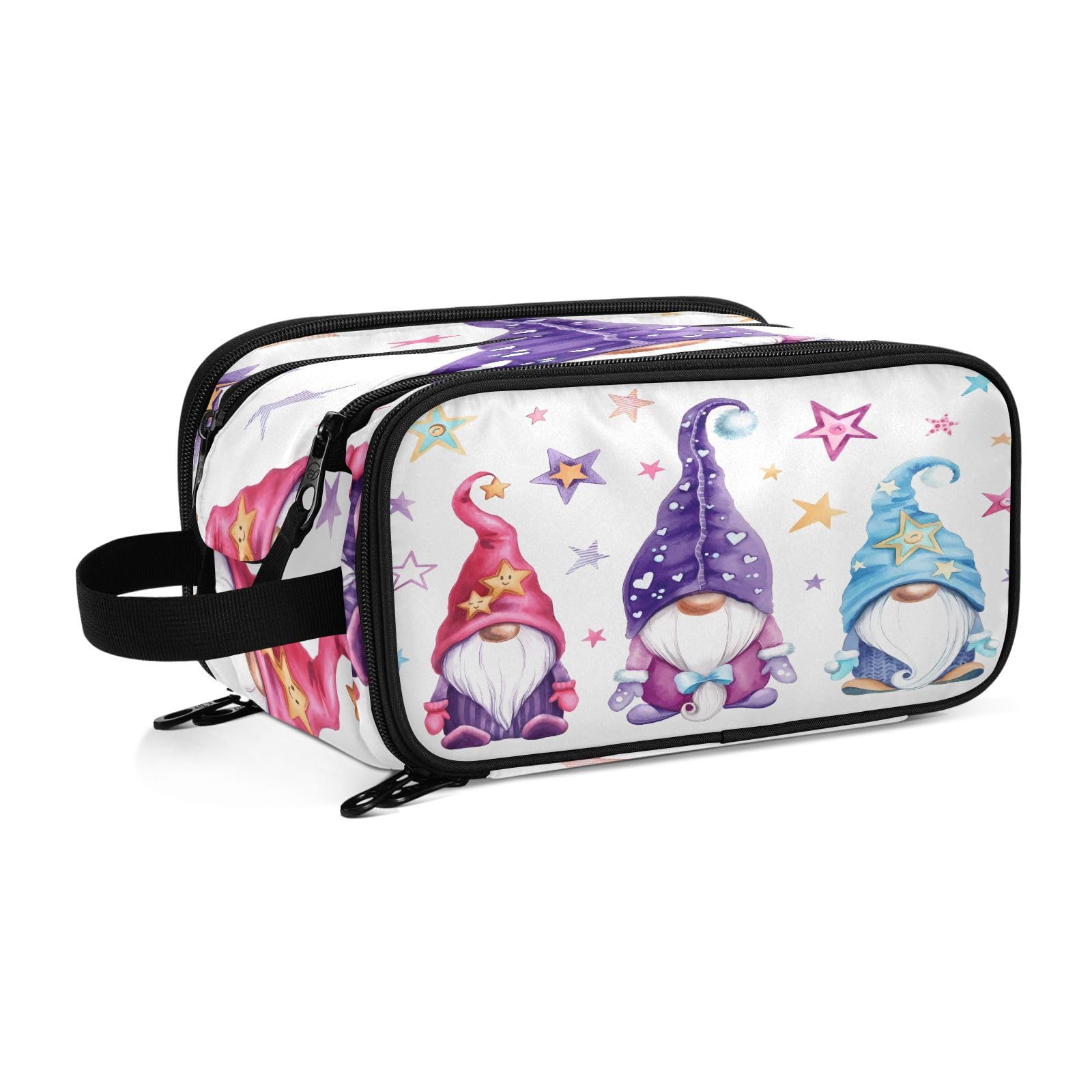 Gnome Makeup Bag with Brush Compartment - Travel Cosmetic Organizer for Women