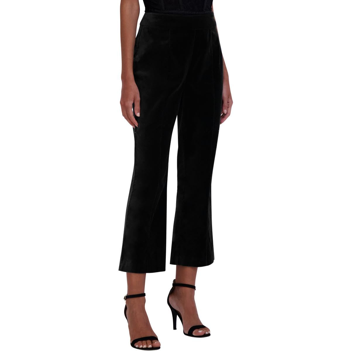 BCBGMAXAZRIA Women's Velvet Flare Leg Cropped Pants - Elegant Stretch Velvet Trousers for Work, Party & Holiday Outfits