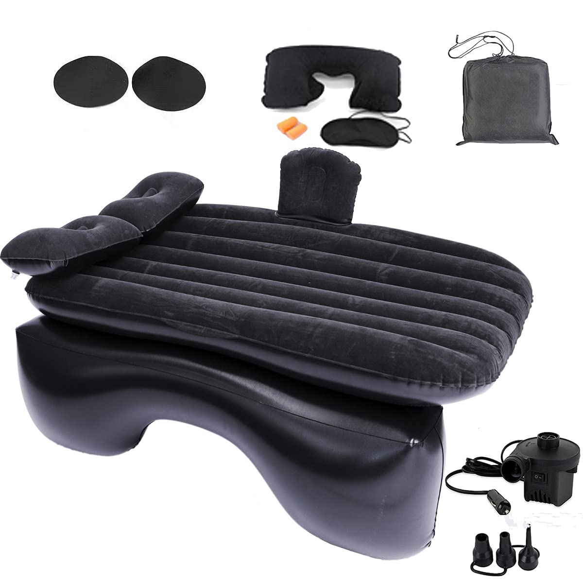 Onirii Inflatable Car Air Mattress - Portable Travel & Camping Mattress for Cars, SUVs, Trucks - Universal Fit for Medium & Large Vehicles - Includes Built-in Pump & 2 Air Pillows - Perfect for Road Trips, Camping, Beach Vacations & Overnight Stays