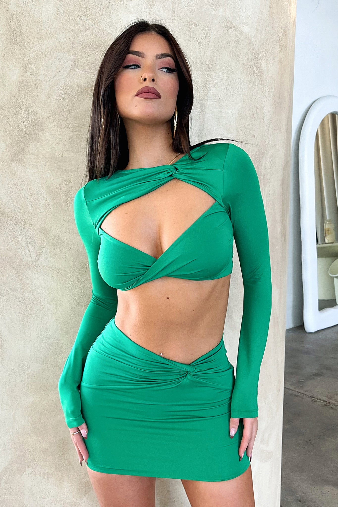 Anesha Crop Top - Green Women's Fashion T-Shirt for Casual Wear, Street Style & Summer Outfits