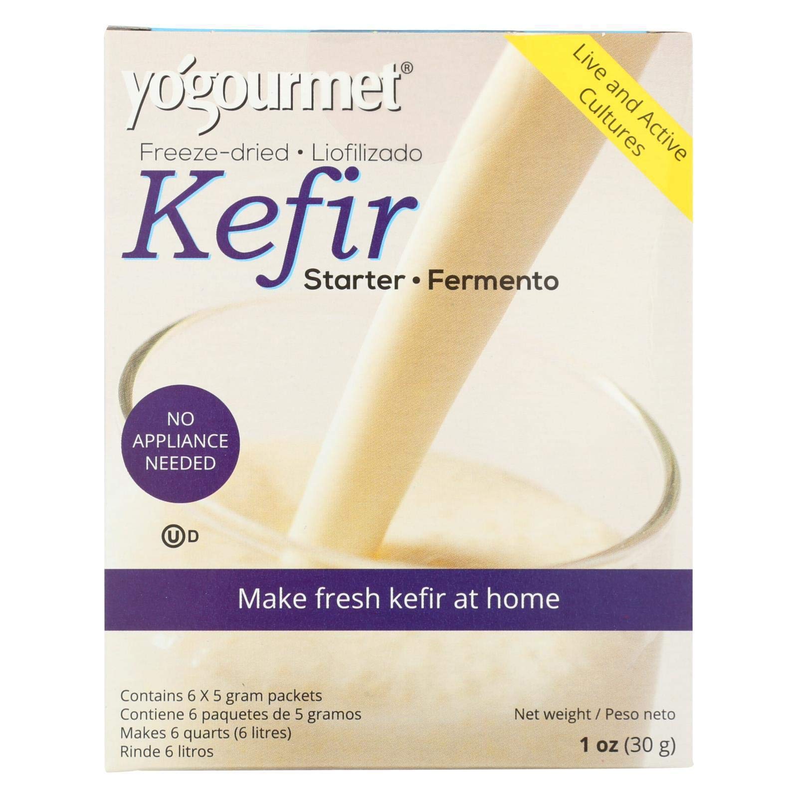 YOGOURMET Kefir Starter Kit - 0.6 oz Powder for Homemade Probiotic Yogurt & Dairy Fermentation - Perfect for Gut Health, Smoothies, and Healthy Breakfasts