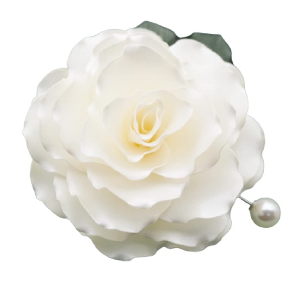 Handmade 9cm Silk Jasmine Flower Brooch Pin by NhanDo - Elegant Floral Accessory for Women, Mothers, Bridesmaids | Perfect for Weddings, Anniversaries & Special Occasions (Off-White)