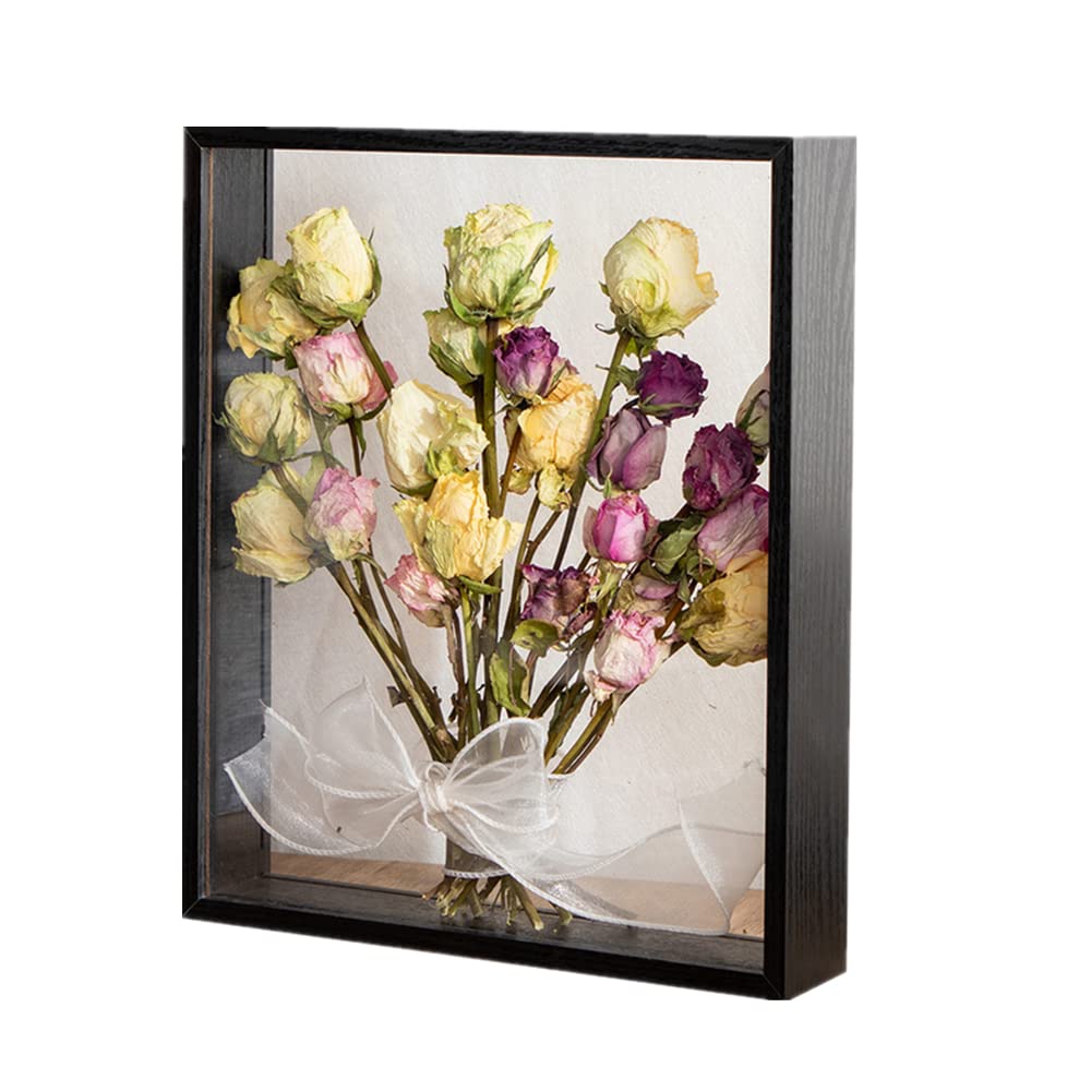 5x7 Shadow Box Frame Display Case - Wood Tabletop Memory Box with 1.6