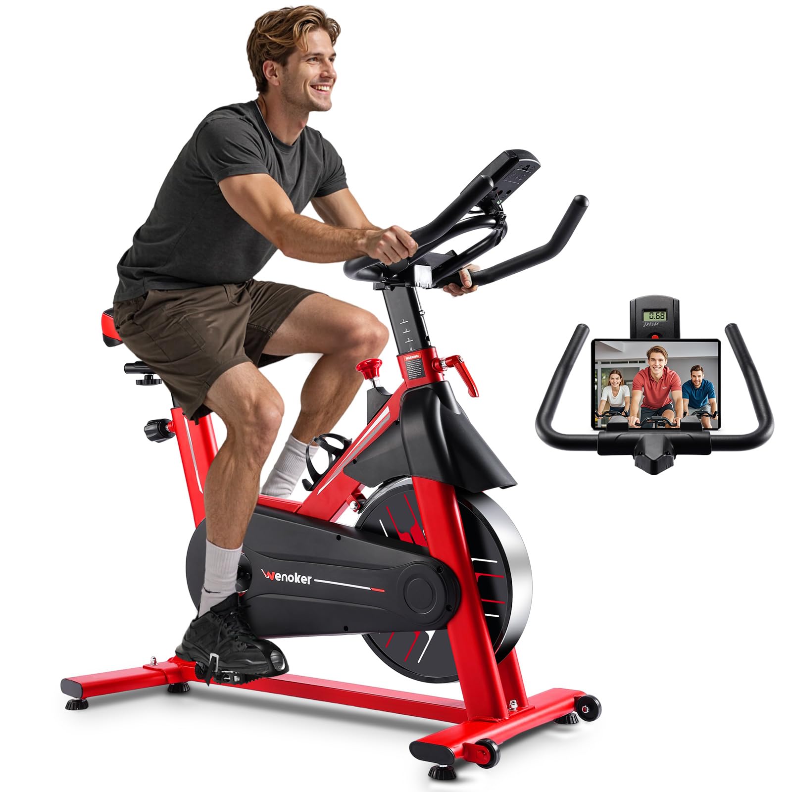 WENOKER Indoor Cycling Bike - Silent Belt Drive Exercise Bike with Heavy Flywheel & Digital Monitor for Home Gym Cardio Workout | Perfect for Small Spaces, Apartment Fitness & Low-Impact Training