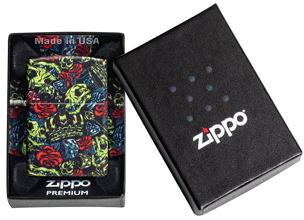 Zippo Brass Lighter - Glow in The Dark Matte Finish, Classic Windproof Design (Model 49696) - Perfect for Camping, Outdoor Adventures & Everyday Carry