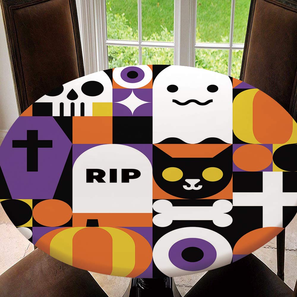 Waterproof Elastic Edged Tablecloth for Round Tables 35