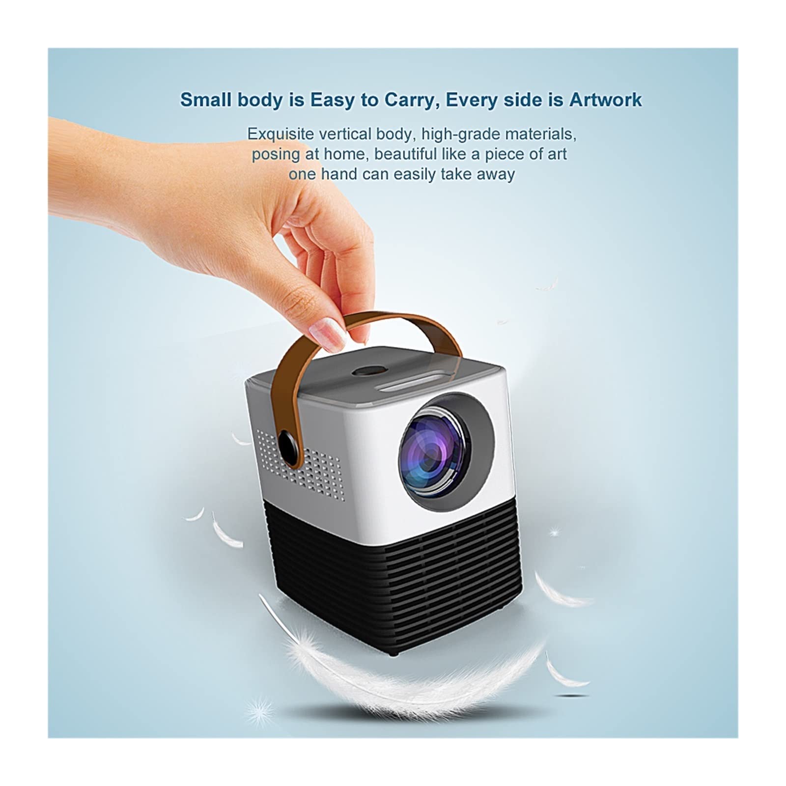 AAOTE Mini Portable Smart WiFi HD LED LCD Projector - Home Theater, Gaming, Parties & Outdoor Movie Night - Compact Cube Design for Indoor & Outdoor Use