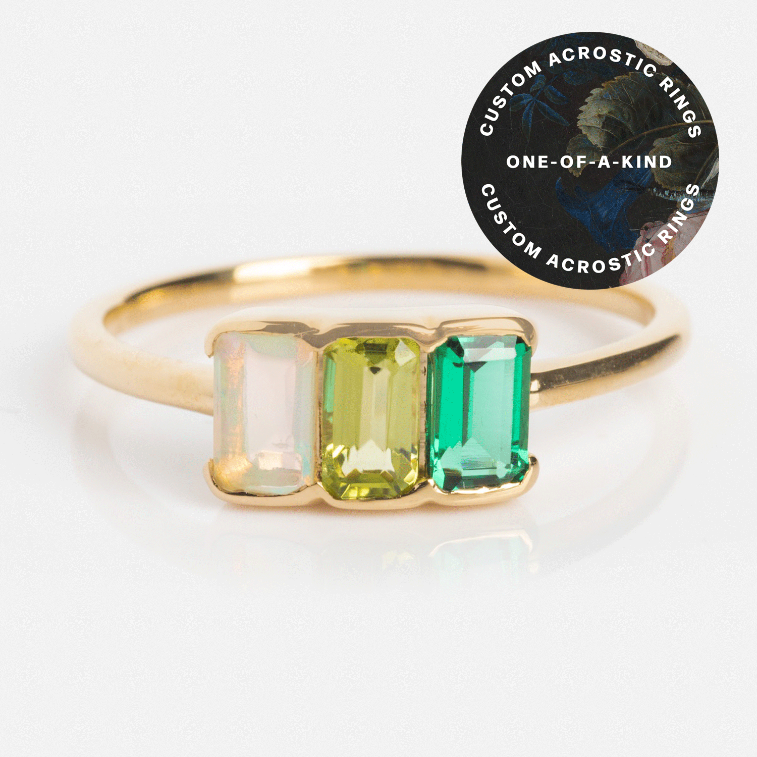 Customizable Acrostic Baguette Gemstone Ring - Personalized Name Initial Jewelry for Women, Dainty Stackable Ring for Birthdays, Anniversaries & Everyday Elegance