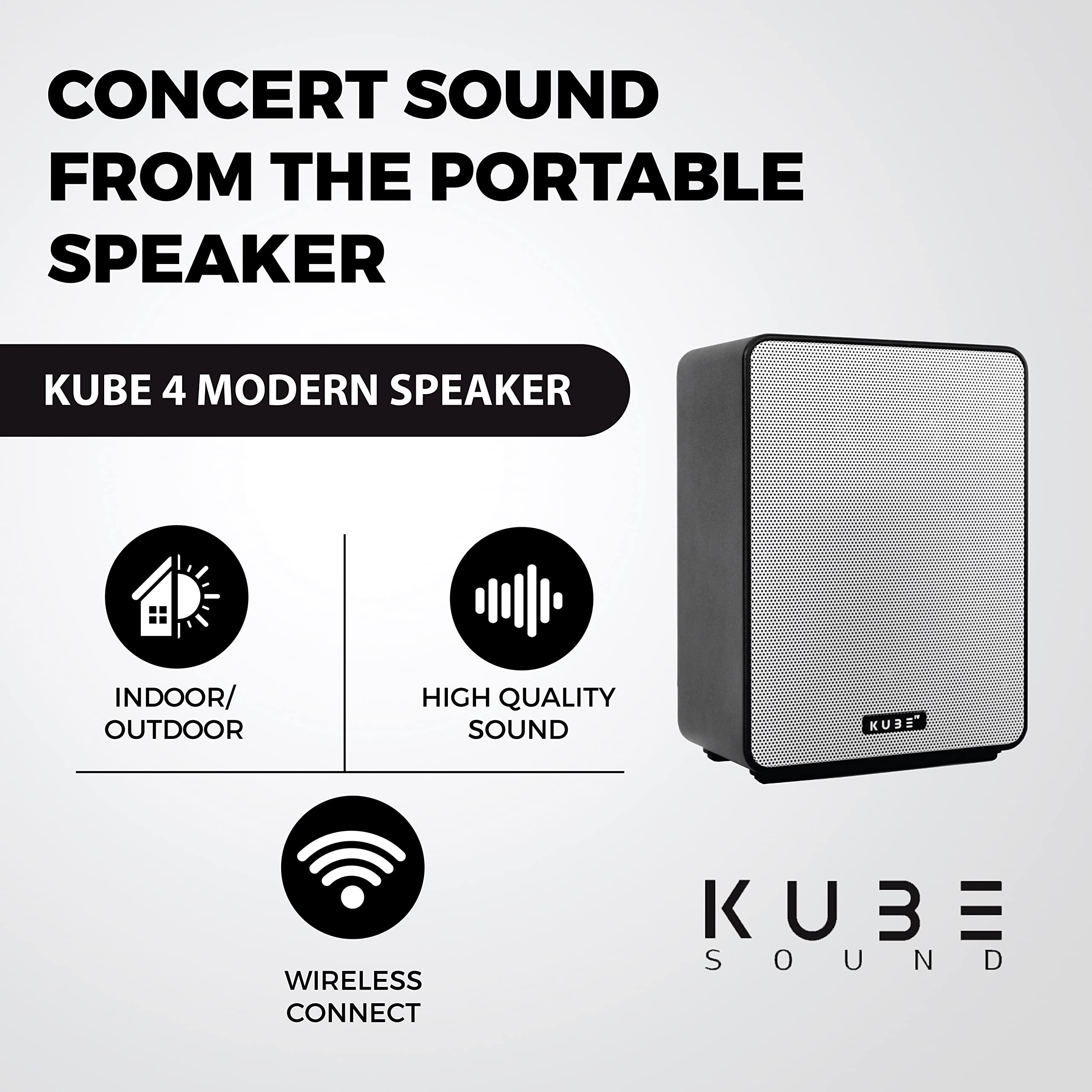 Kube4 High-Fidelity Bluetooth Speaker - 103dB Loud Sound for Indoor & Outdoor Use - Advanced Mesh-WiFi Technology - Perfect for Parties, Camping & Home Entertainment